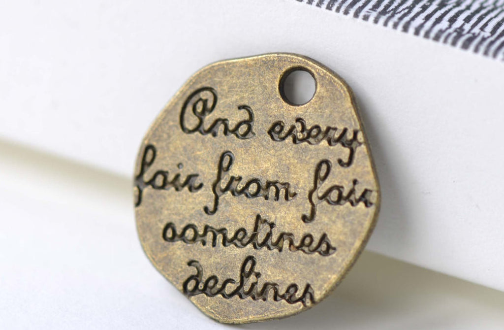 10 pcs Antique Bronze Irregular Engraved Sayings Pendants Charms A8052