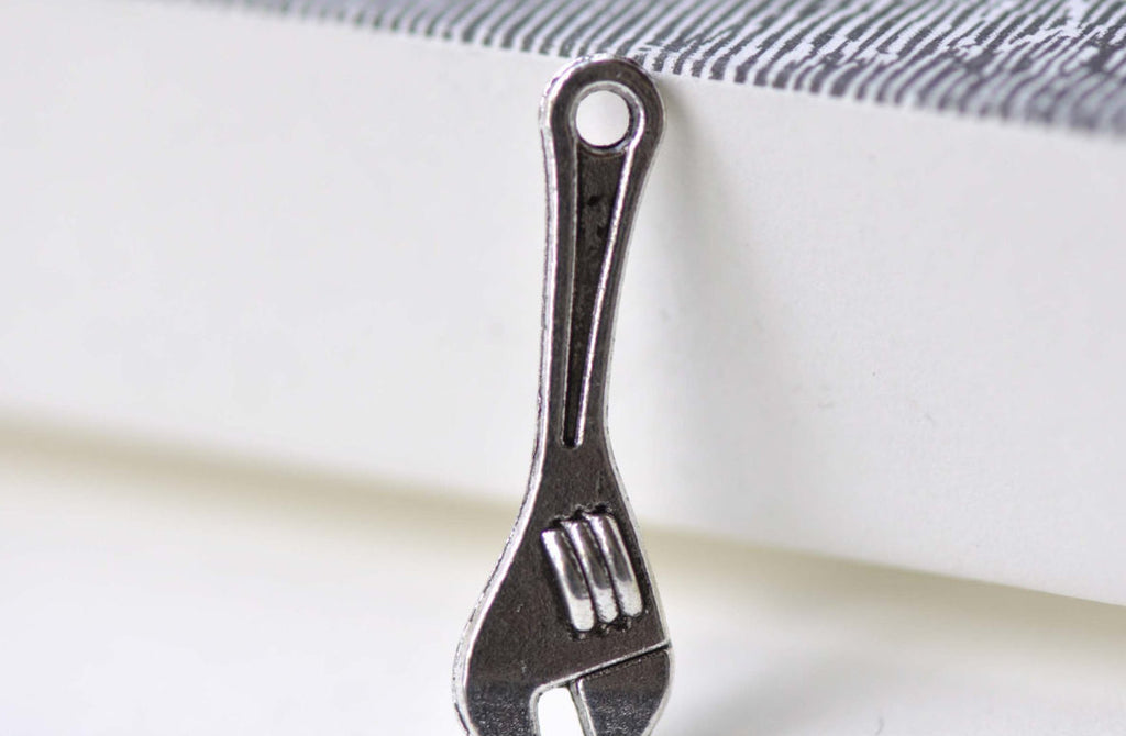 Spanner Wrench Antique Silver Tool Charms 8x24mm Set of 10 A8054