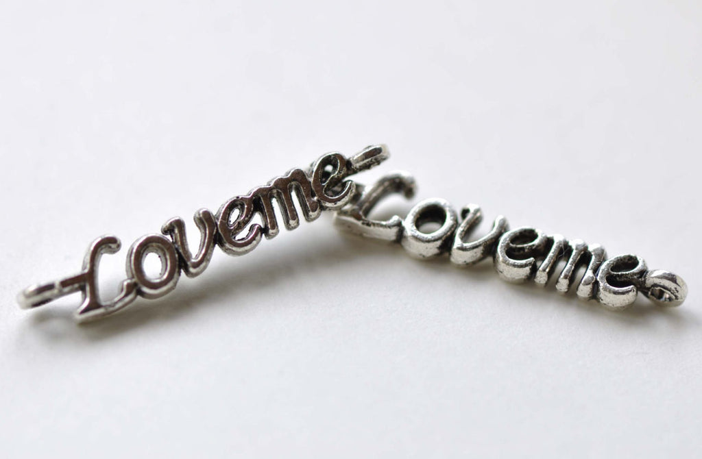 Antique Silver Love Me Connector Charms 5x26mm Set of 30 A8055