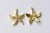 Shiny Gold Starfish Sea Star Pendants Charms 23mm Set of 10 A8060
