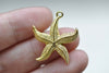 Shiny Gold Starfish Sea Star Pendants Charms 23mm Set of 10 A8060