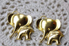 Gold Baby Elephant Pendants Kawaii Charms 36x37mm Set of 6 A8059