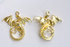 Flying Dragon Charms Shiny Gold Large Pendants Set of 10 A8076