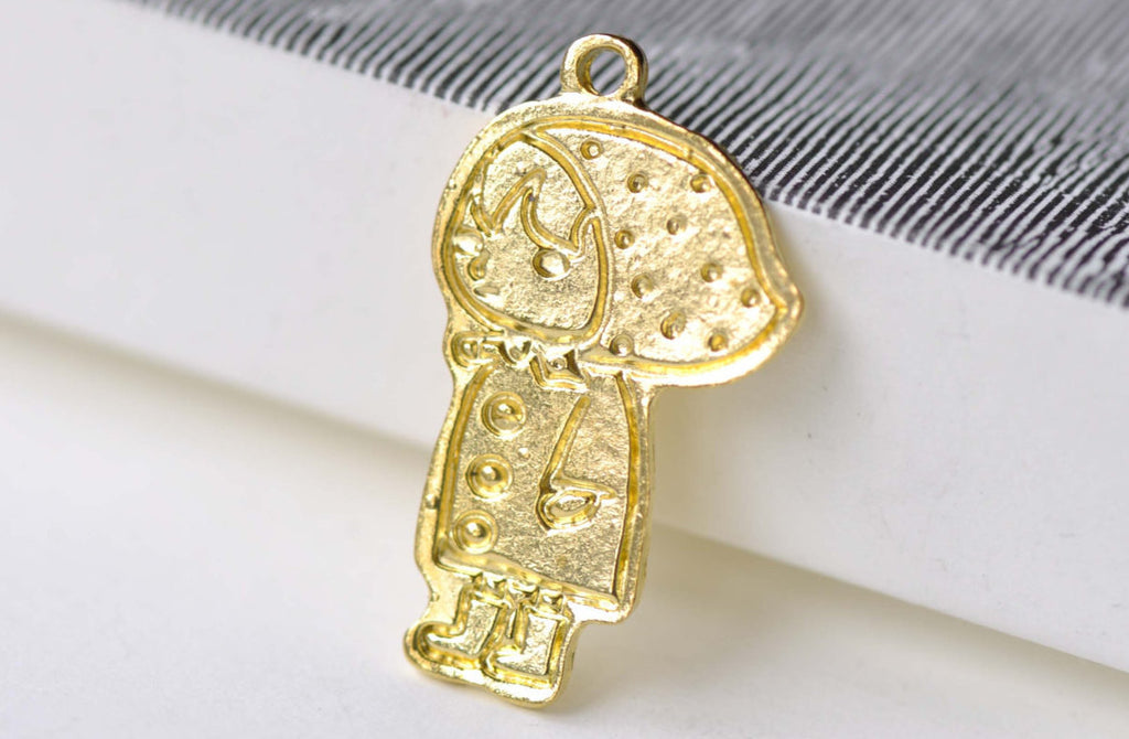 SALE Gold Girl Flat Charms 18x28mm Set of 10 A8074