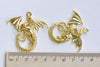 Flying Dragon Charms Shiny Gold Large Pendants Set of 10 A8076
