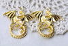 Flying Dragon Charms Shiny Gold Large Pendants Set of 10 A8076