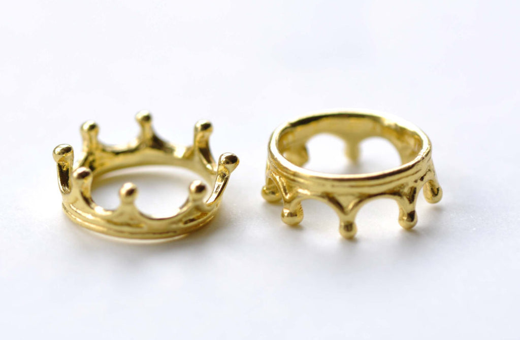 Gold Crown Ring Charms 6x17mm Set of 10 pcs A8077