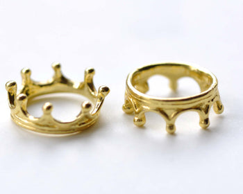 Gold Crown Ring Charms 6x17mm Set of 10 pcs A8077