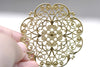 Large Raw Brass Filigree Floral Stamping Embellishments Set of 5 A8087