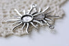 10 pcs Antique Silver Sun Eye Pendant Tray Base Settings Match 12mm Cabochon A8093