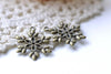 Antique Bronze Snowflake Leaf Charms Pendants Set of 10 A8104