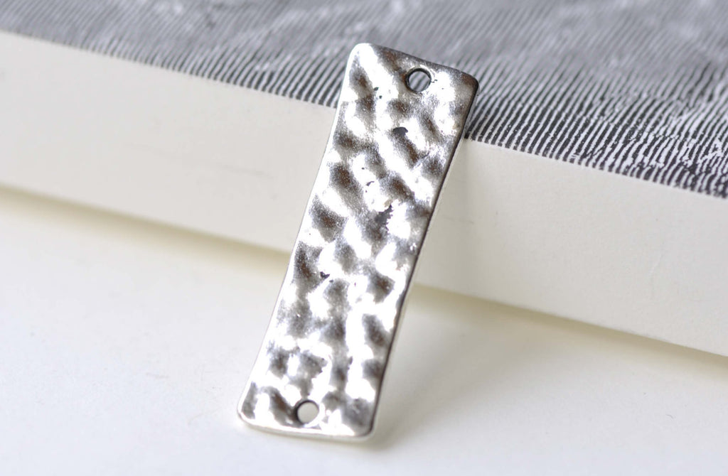 Stamped Bar Rectangle Connector Antique Silver Charms Set of 10 A8106