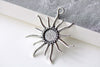 10 pcs Antique Silver Sun Eye Pendant Tray Base Settings Match 12mm Cabochon A8093