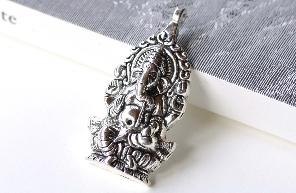Antique Silver Thai Elephant Pendants Charms 32x62mm Set of 5 A8102