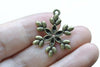 Antique Bronze Snowflake Leaf Charms Pendants Set of 10 A8104