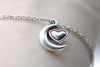 Crescent Moon Heart Charms Antique Silver Pendants Set of 20 A8111