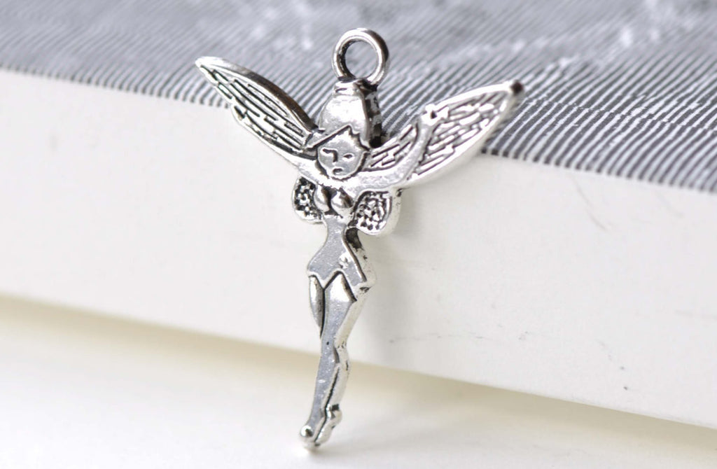 Small Fairy Charms Antique Silver Pendants 24x29mm Set of 10 A8118