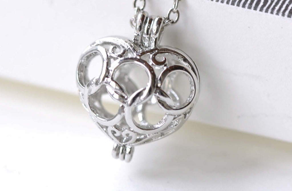 Platinum 3D Heart Wish Box Pendants Charms 16x19mm Set of 4 A8121