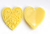 Yellow Resin Heart Flower Cameo Cabochon Set of 10 A8124