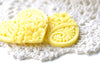 Yellow Resin Heart Flower Cameo Cabochon Set of 10 A8124