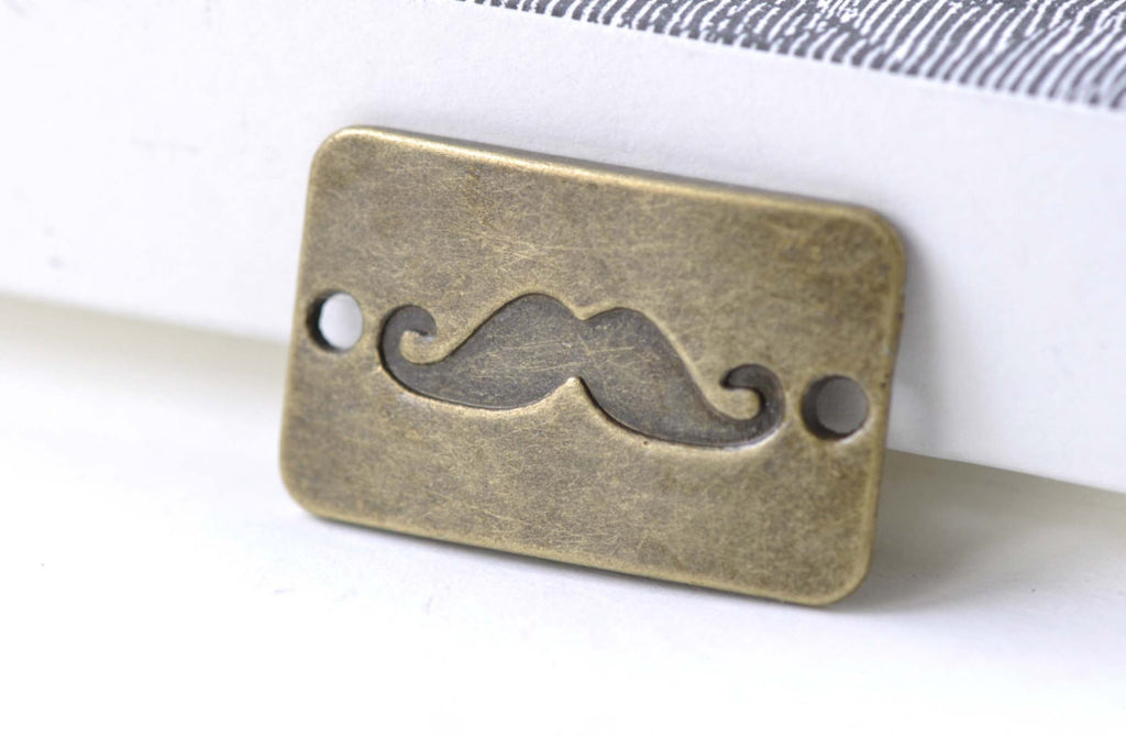 Moustache Connector Antique Bronze Rectangle Charms Set of 10 A8122