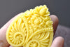 Yellow Resin Heart Flower Cameo Cabochon Set of 10 A8124