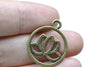 20 pcs Cut Out Lotus Flower Charms Antique Bronze Round Pendants A8128