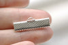 Silvery Gray Ribbon Ends Clamps Fasteners Clasps 25mm Set of 50 A8140