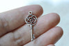 Antique Silver Filigree Flower Key Charms 11x28mm Set of 10 A8149