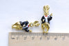Gold Enamel Rabbit in Suit Pendants Charms 14x36mm Set of 2 A8154