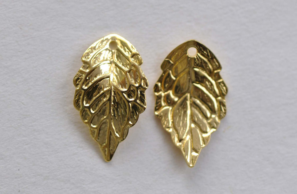 Gold Curved Leaf Charms 10x17mm Set of 30 A8156