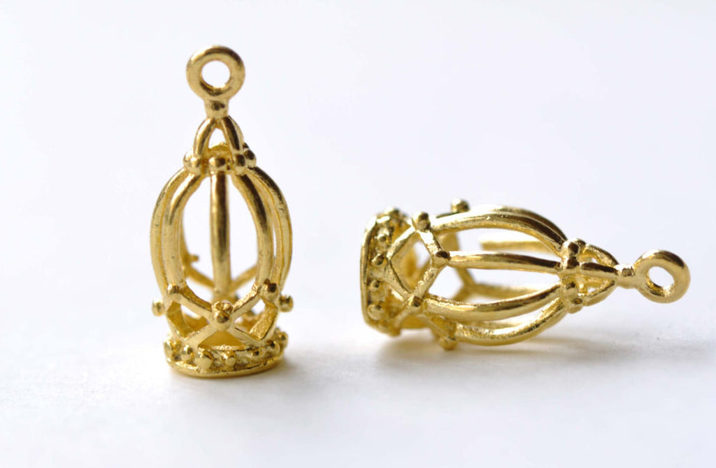 Anti Tarnish 16K Gold Bird Cage Charms Set of 10 A8158