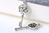Antique Silver Filigree Flower Key Charms 11x28mm Set of 10 A8149