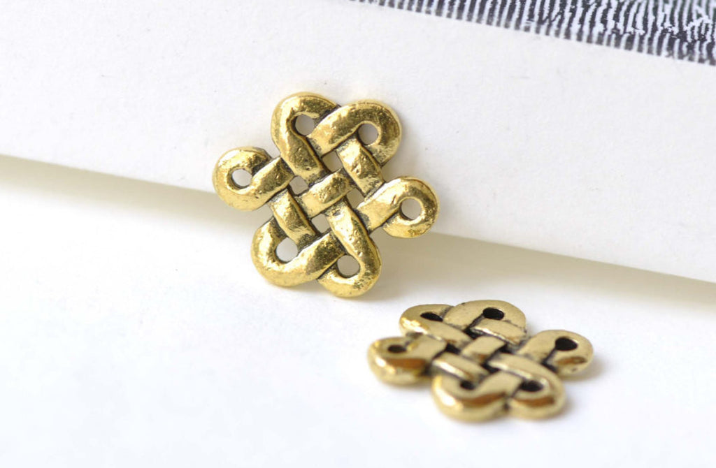 Antique Gold Chinese Knot Connector Charms 14x17mm Set of 20 A8153