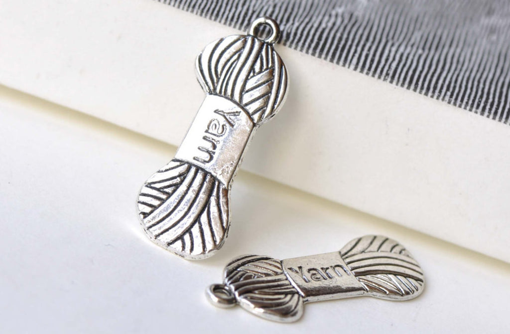 Yarn Bundle Charms Antique Silver Flat Pendant Set of 20 A8171