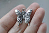 Butterfly Charms Antique Silver Pendants 23x23mm Set of 10 A8189