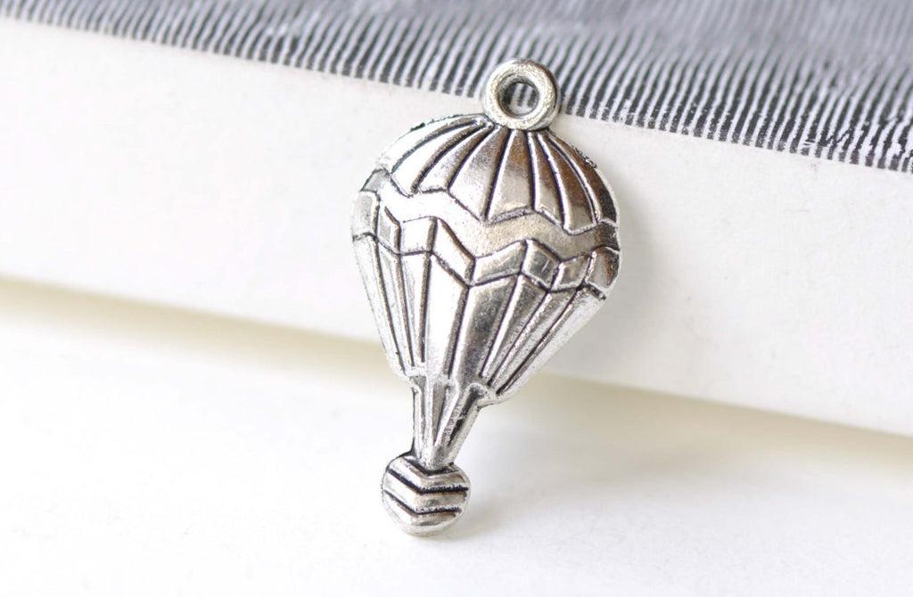 Antique Silver Hot Air Balloon Charms 16x30mm Set of 10 A8188