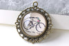 Bicycle Photo Glass Cabochon Dome Round Cameo 25mm Set of 5 A8200