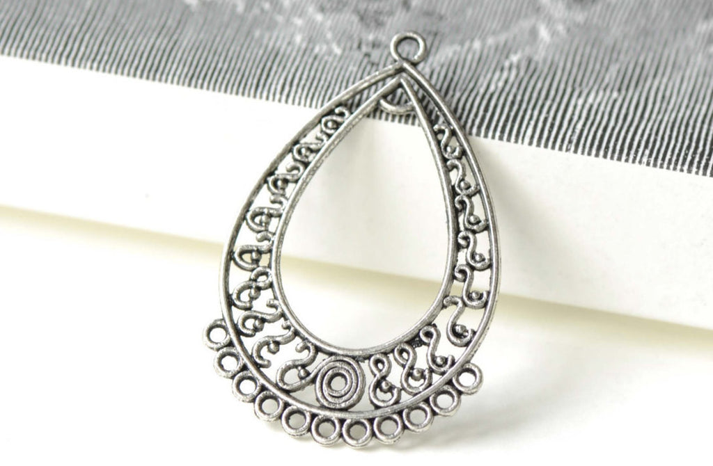 Antique Silver S Shaped Teardrop Chandelier Earring Set of 10 A8202