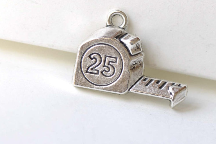 Antique Silver Tape Measure Charms Pendants 16x23mm Set of 20 A8225