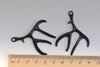 Black Antler Pendant Large Reindeer Horn Charms 40x52mm Set of 6 A8226