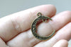 20 pcs Moon Face Connectors Antique Bronze Crescent Charms A8224
