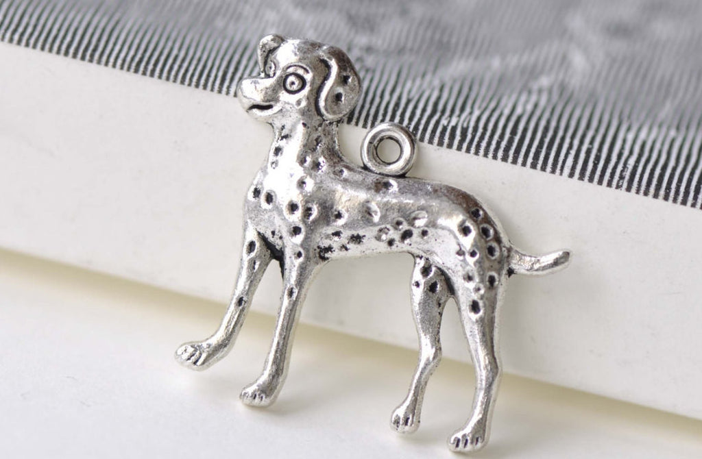 SALE Antique Silver Dalmatian Dog Charms 28x29mm Set of 10 A8229