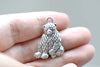 Antique Silver Sitting Bear Charms 20x26mm Set of 10 A8238