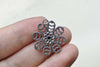 Heart Flower Charms Antique Silver Snowflake Pendants Set of 10 A7936