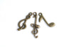 Music Note Charms Antique Bronze Treble Clef Pendants Set of 10 A8248