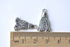 Metal Tassel Charms Antique Silver Finish 12x21mm Set of 20 A8244