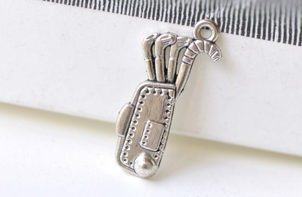 Antique Silver Golf Bag Charms 12x22mm Set of 20 A8260