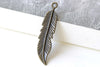 Long Feather Charms Antique Bronze Pendant 11x45mm Set of 10 A8297
