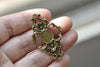 Thick Cut Out Floral Connector Antique Bronze Pendants Set of 10 A8324